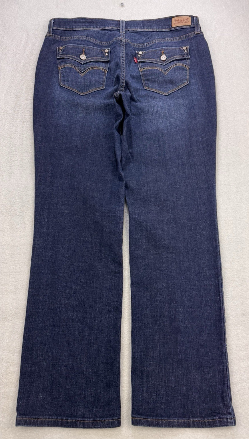 Levis 505 Flap Pocket Jeans Women 14 32×32 Blue Straight Whisker Distress DenIm