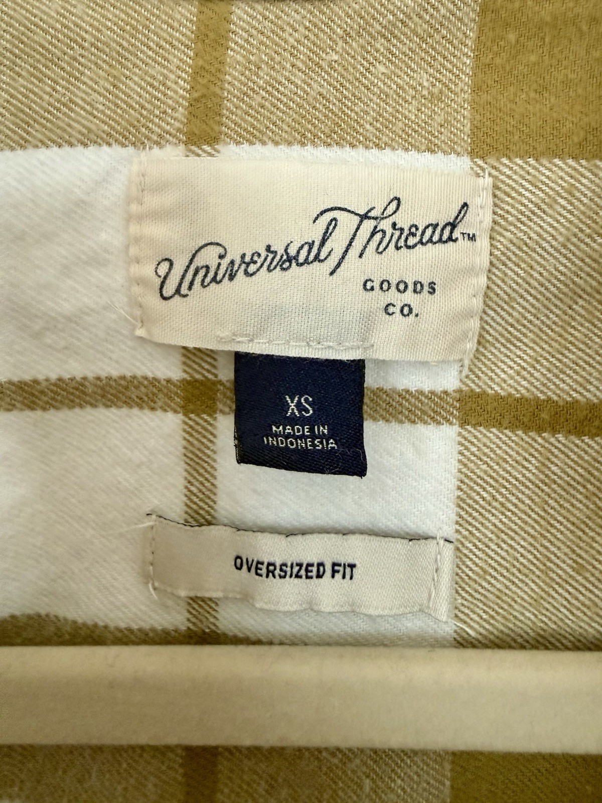 Universal Thread Mustard & White Plaid Button Front Oversize Shirt XS