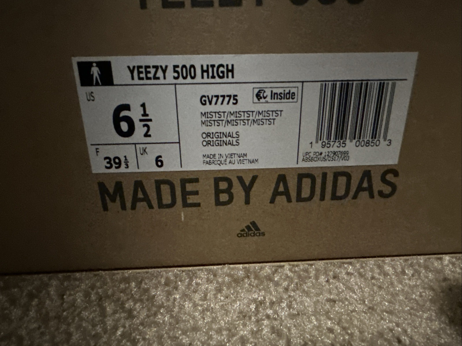 Size 6.5 – adidas Yeezy 500 High Mist Stone