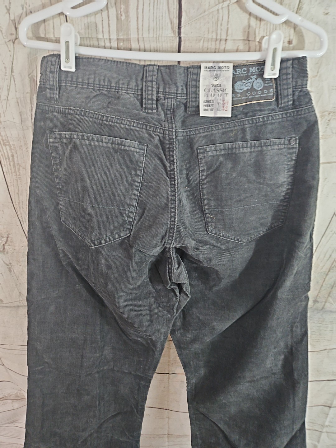 Marc Moto Men Size 30×32 Motorcycle Corduroy Bootcut Charcoal Gray Jean