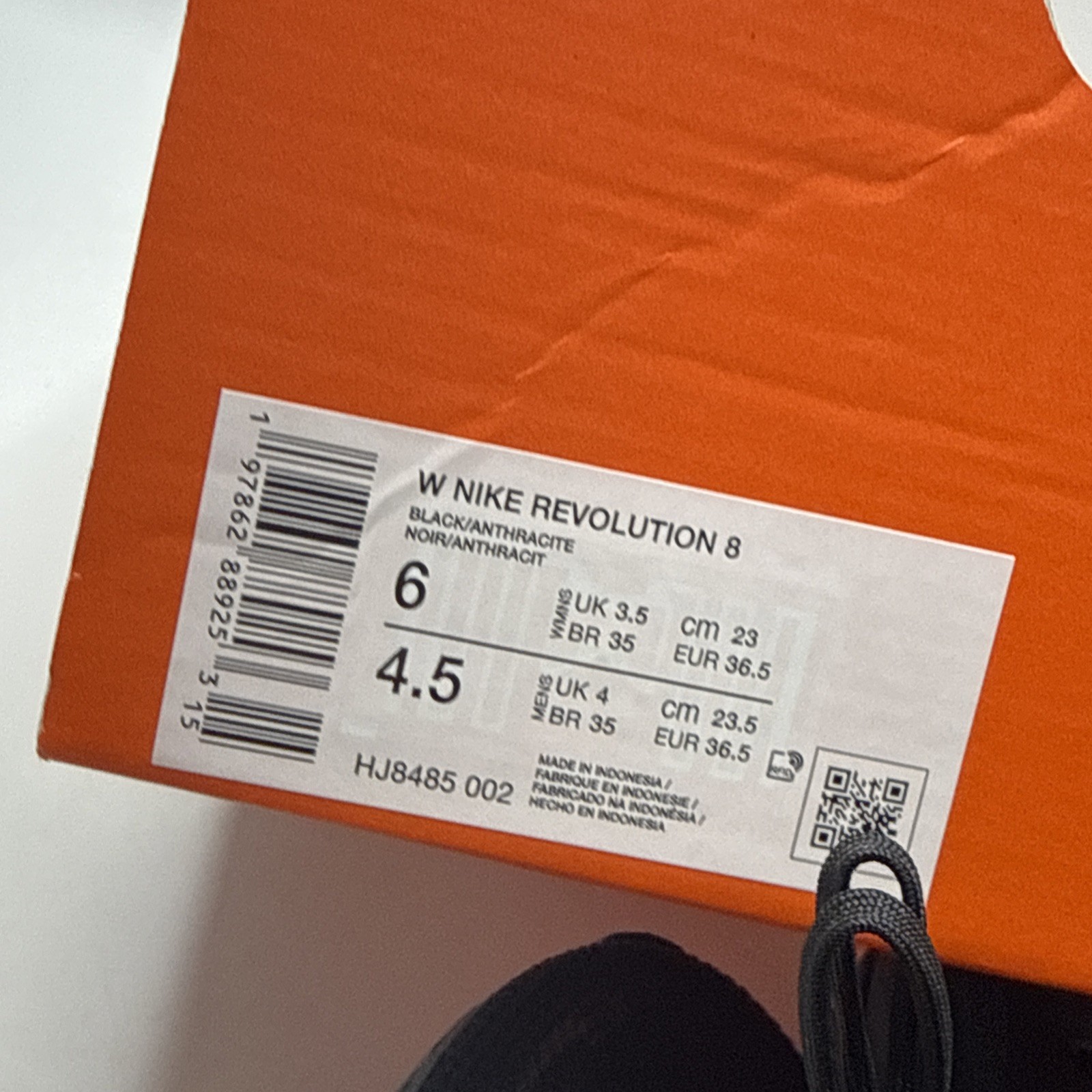 Size 6 Women’s Nike Revolution 8 Workout Running Shoes HJ8485 Black No Lid New