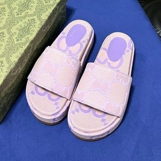 Monogram Logo Slide Sandals Women’s Leather Pink/Purple Slip On Open Toe US 11