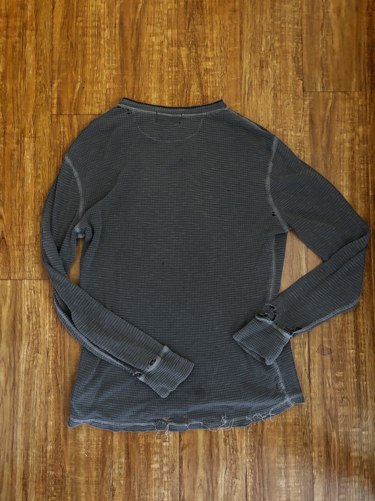 Ralph Lauren Double RL RRL Henley Shirt Grey S Thermal Long Sleeve
