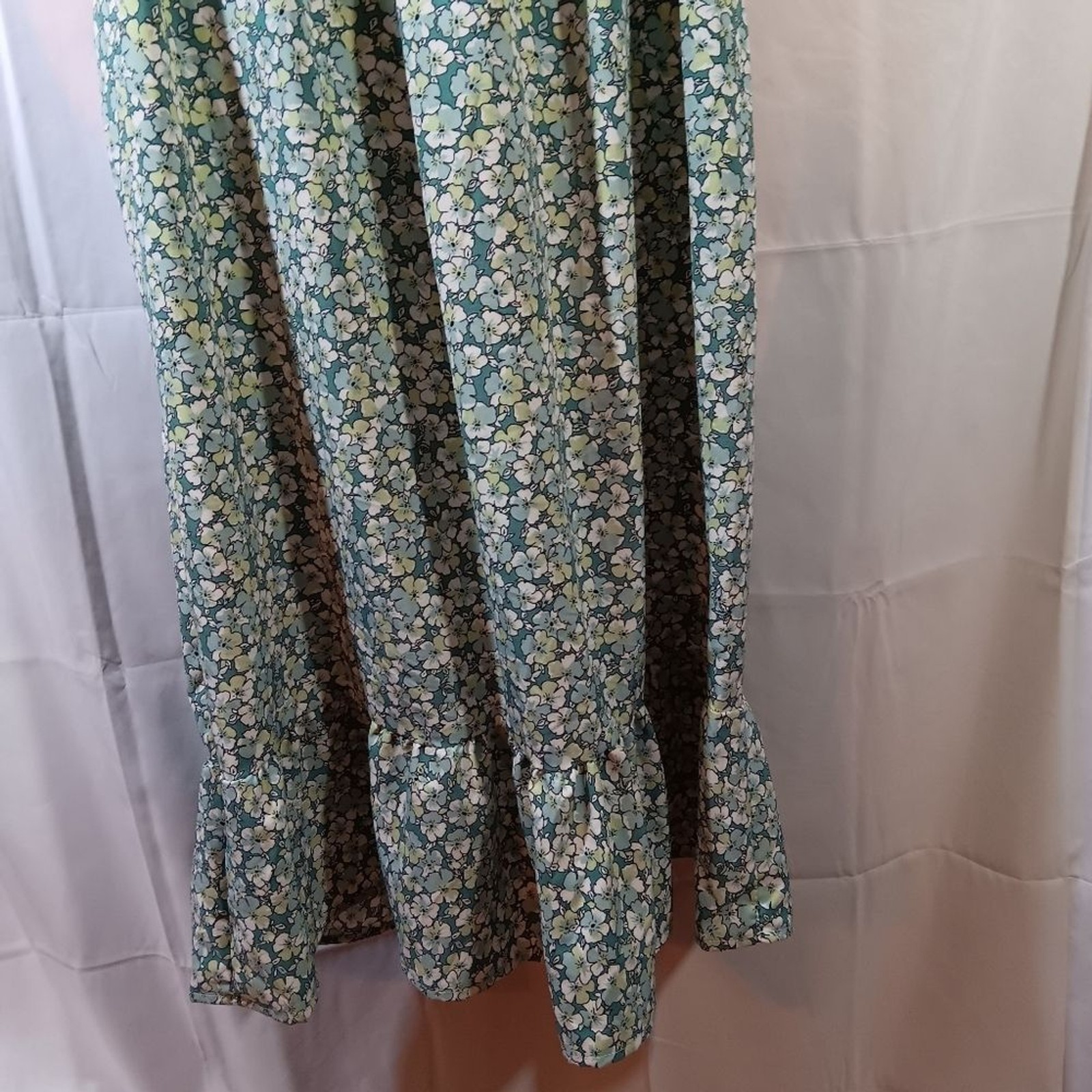 Hesperus Womens Medium Ditsy Floral Maxi Dress Green Milkmaid Peasant Cottage