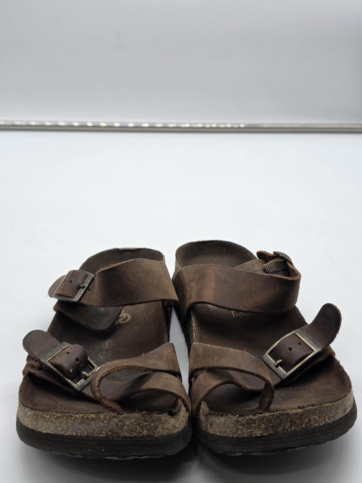 Mountain Sole Sandals Womens Size 6 Brown Leather Strappy Cork Damage Shoes