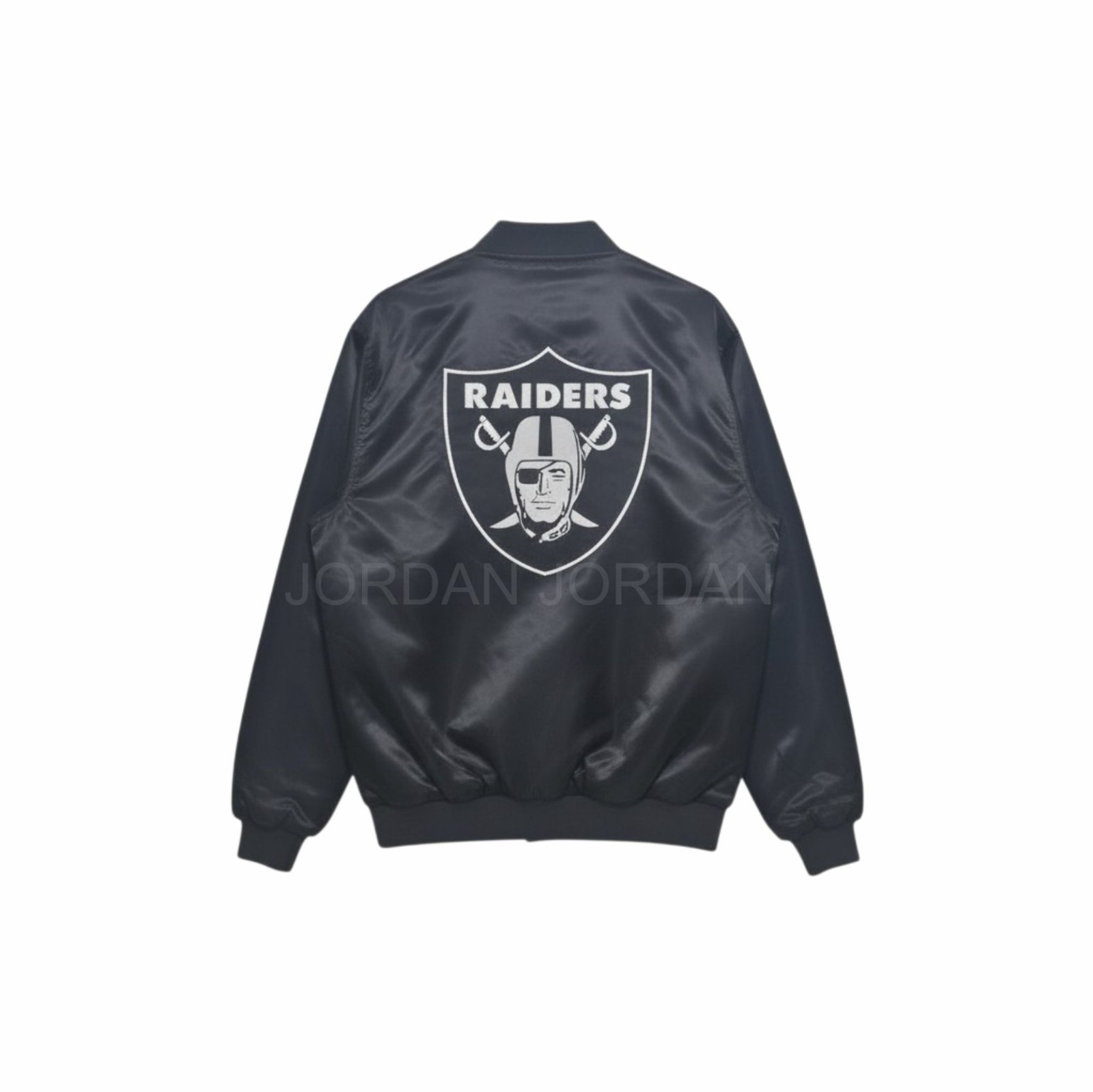 NFL Oakland Raiders Black Varsity Embroidered Patch Vintage Bomber Jacket