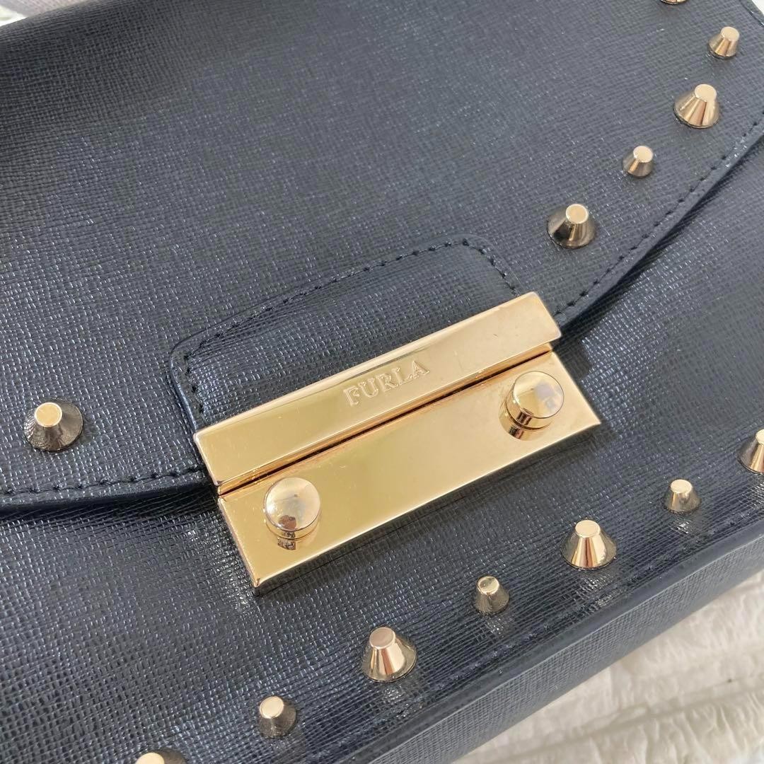 Furla 2way Handbag Shoulder Bag Black Japan Used Excellent Condition 0713773