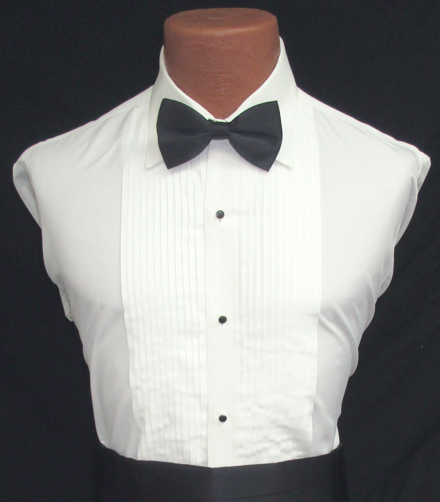 Men’s Ivory Off-White Pleated Front Laydown Collar Tuxedo Shirt Wedding Prom