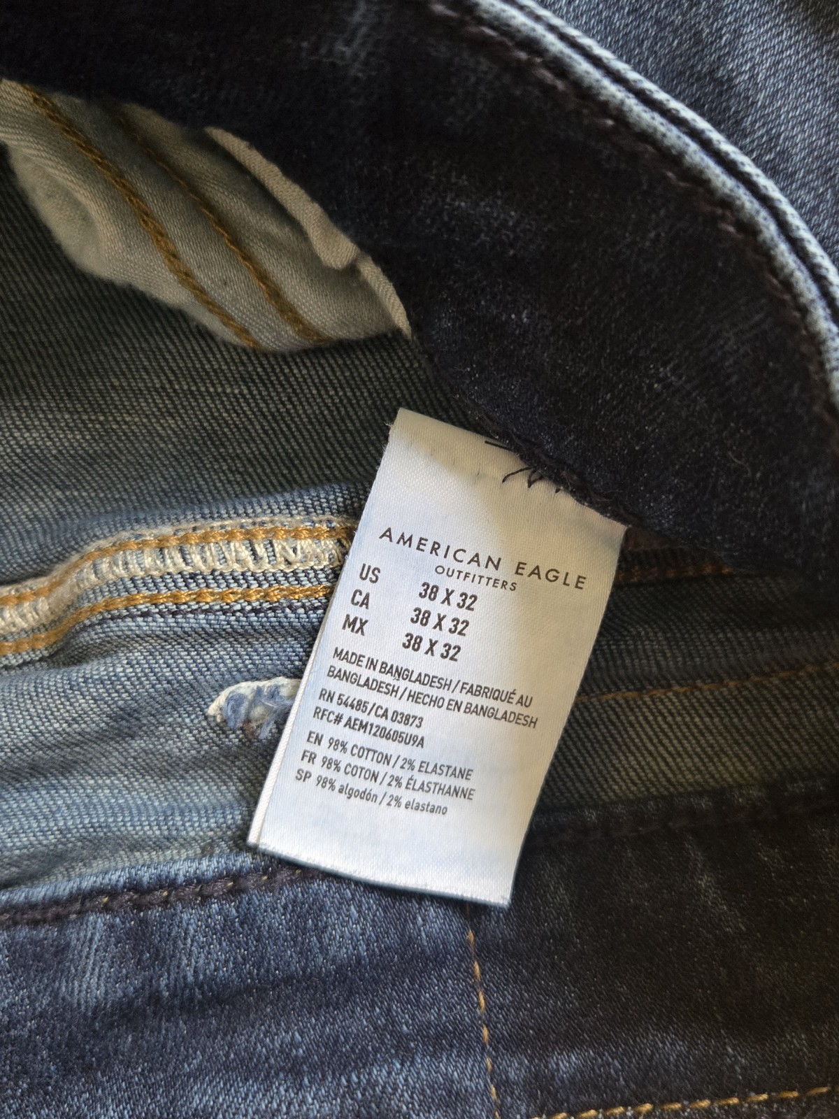 American Eagle Airflex+ Slim Jeans Mens 38×32 Dark Wash Denim Pants Blue