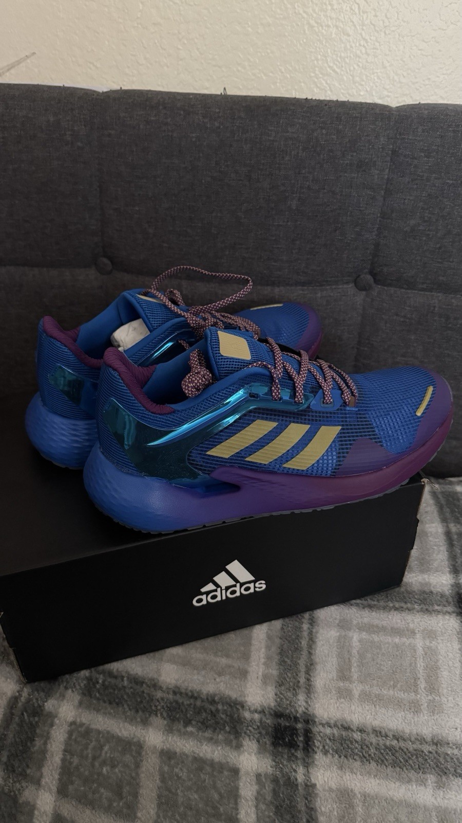 adidas Alphatorsion M Men’s Low Top Lace-Up Sneakers Blue Purple Gold FY7849
