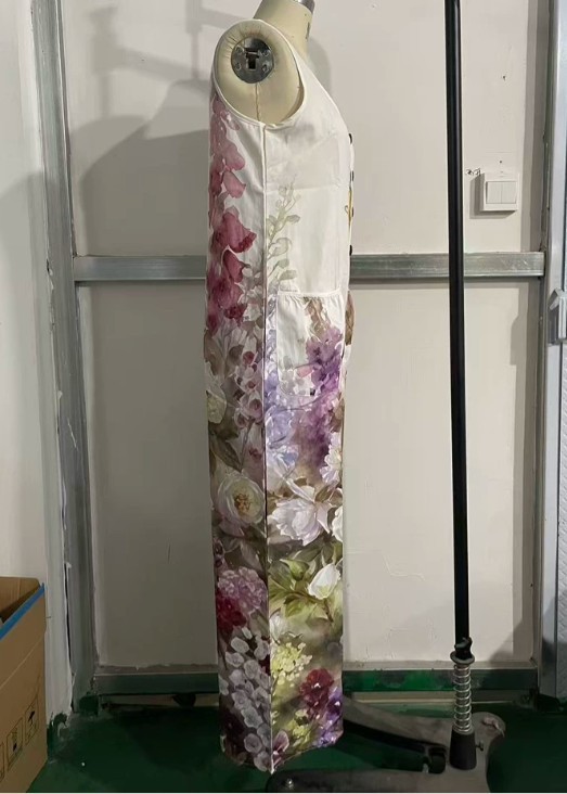 Women Sleeveless Wide Leg Jumpsuit Floral Print Loose Pocket Long Overall Romper