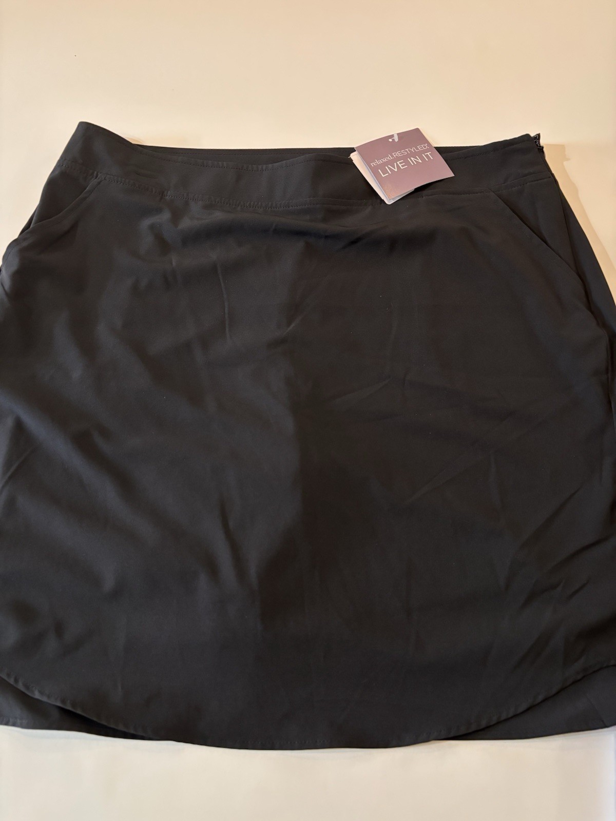 NWT CJ Banks Black Skort Size 14W/X Pickets Side Zip Poly/Spandex Blend Golf $54