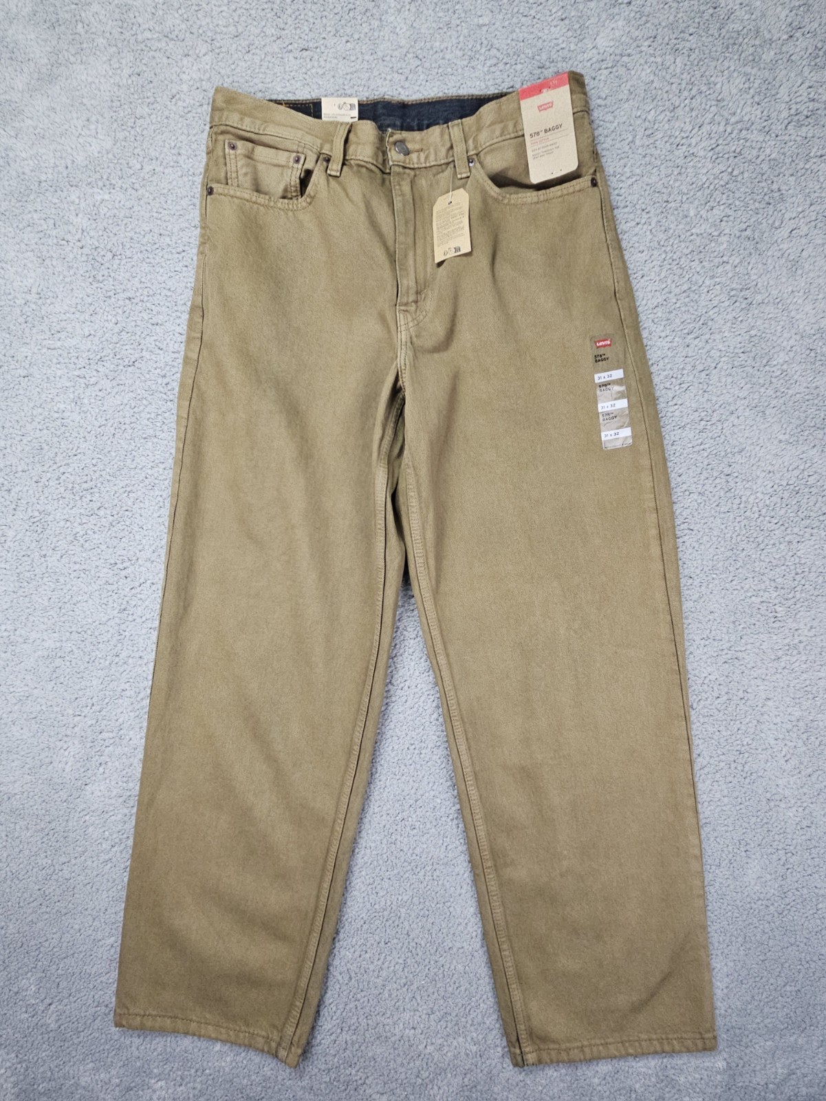 Levi’s 578 Baggy Jeans Men’s 31×32 Khaki Tan Y2K Streetwear 100% Cotton NWT