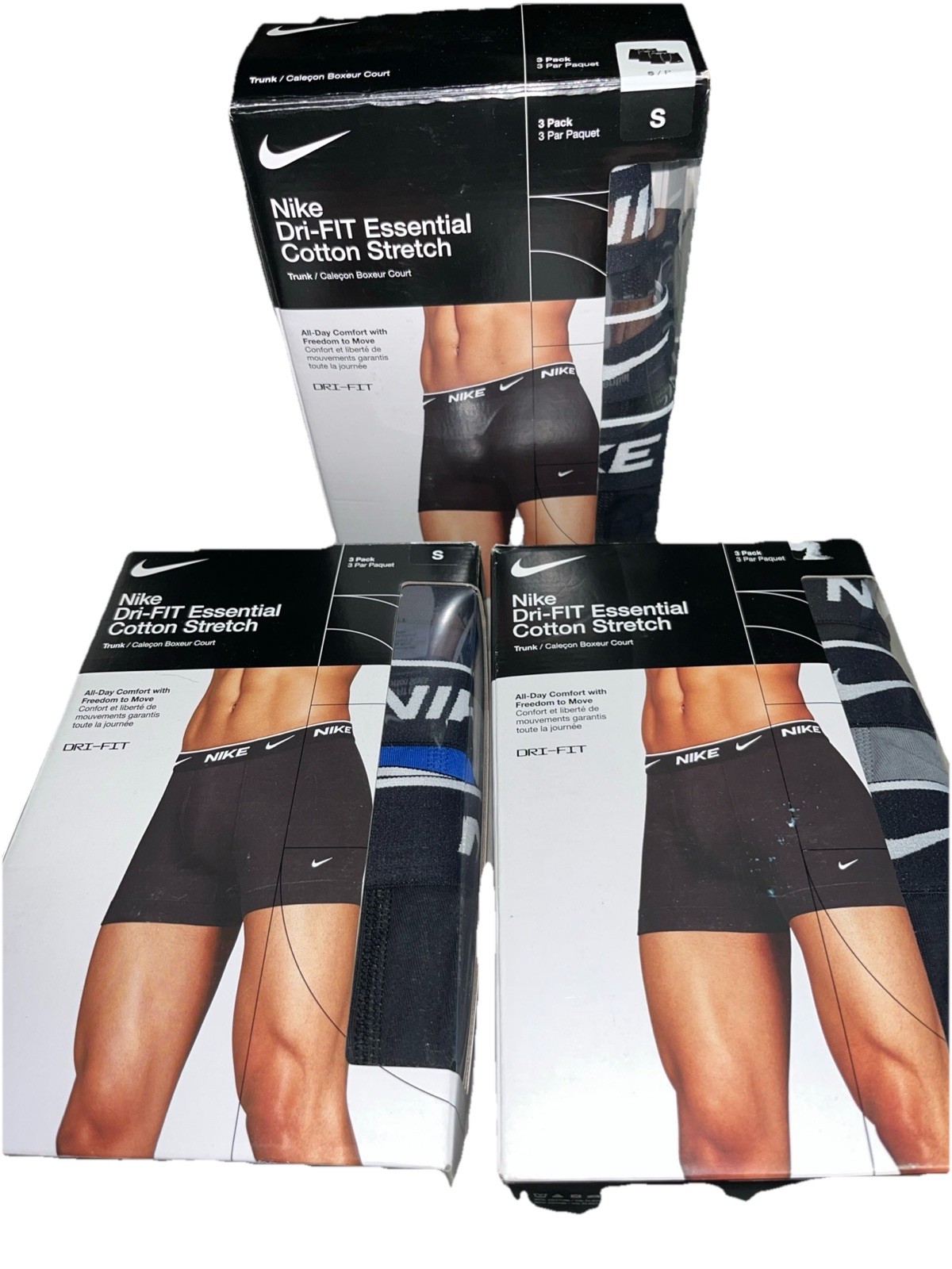 (1) Pack of 3 Nike Men’s Trunk Size S – Assorted Prints & Colors OPEN BOX