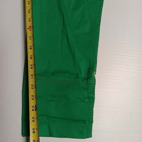 Chico’s Traveler Pants Size 2 Bright Green Cropped Cotton Nylon Span