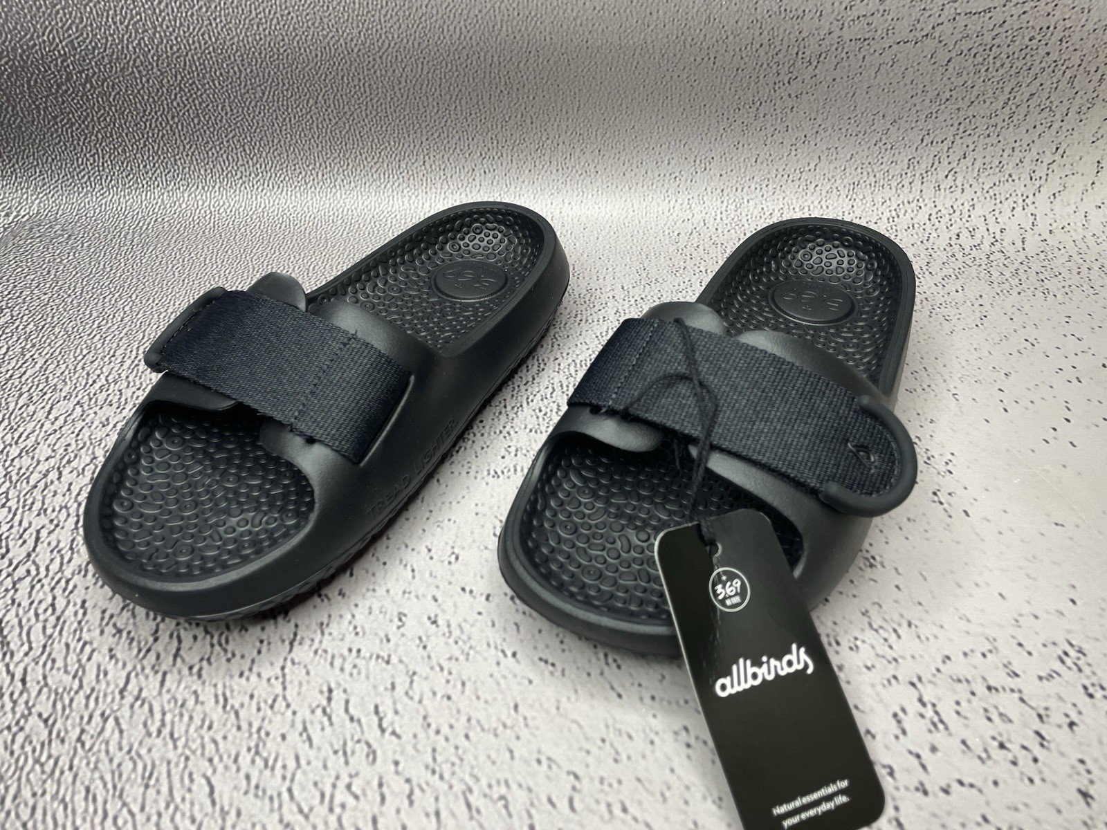 Allbirds Unisex Sugar Sliders Slide Sandals Black Eco Friendly Size W 7 M 5