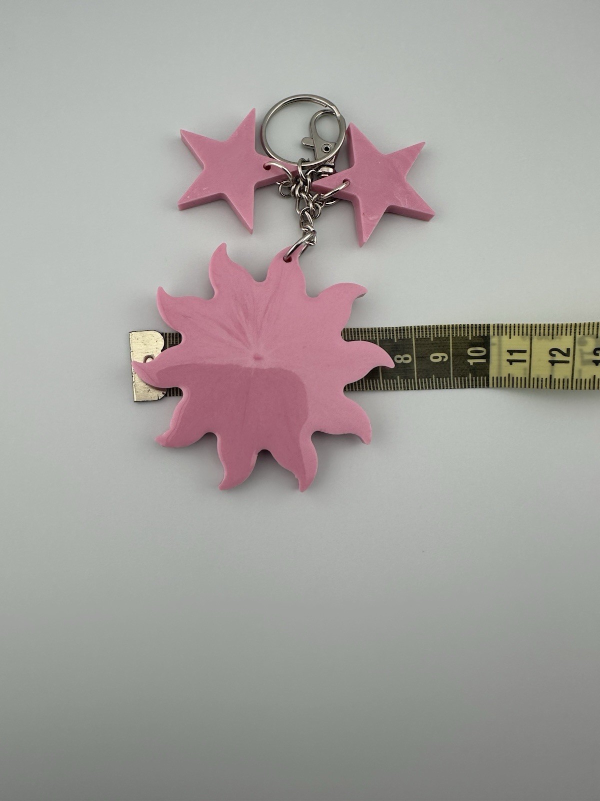 Handmade Pink Epoxy Resin Sun & Star Keychain Cute Kawaii Bag Charm Gift