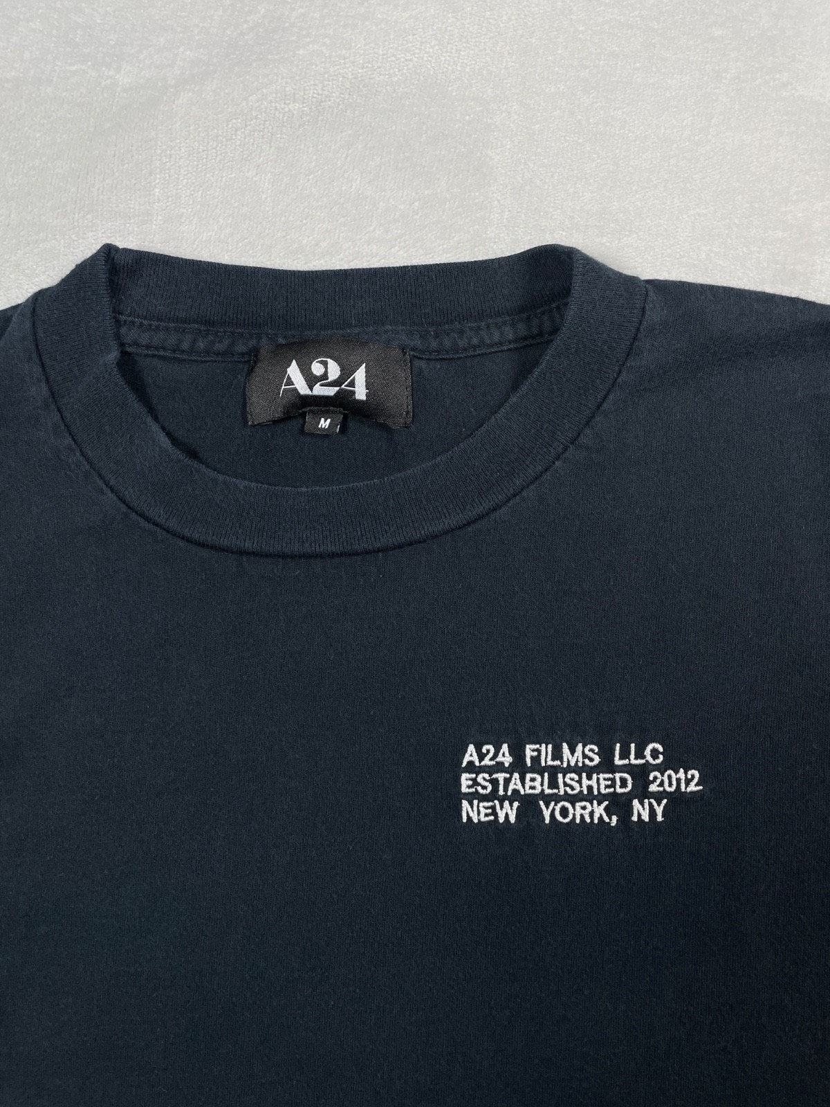 A24 Films T Shirt Men Medium Black Embroidered Logo Graphic Streetwear