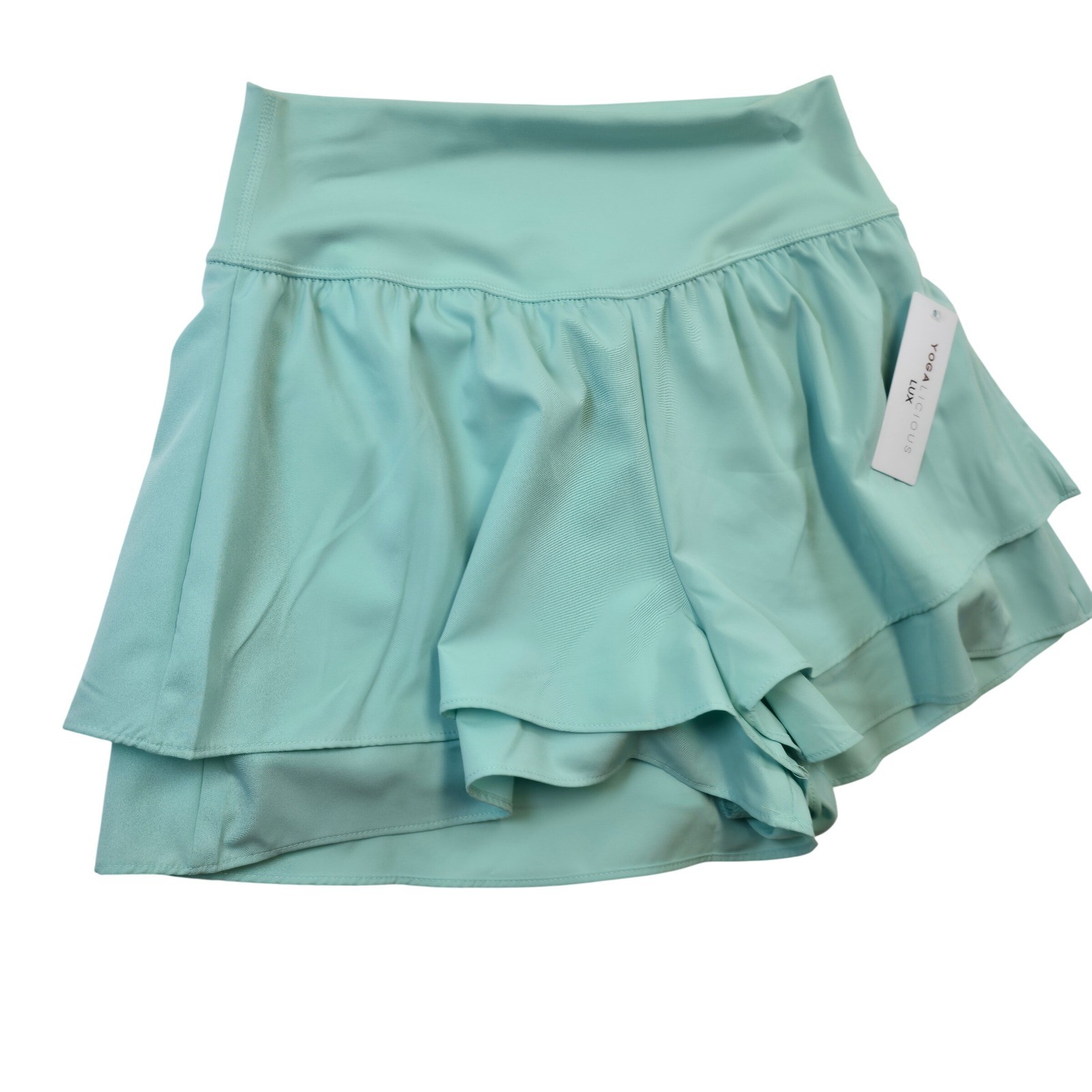 YOGALICIOUS LUX Lightstreme Flirty 2 in 1 Skort Shorts Aqua Teal XL NWT