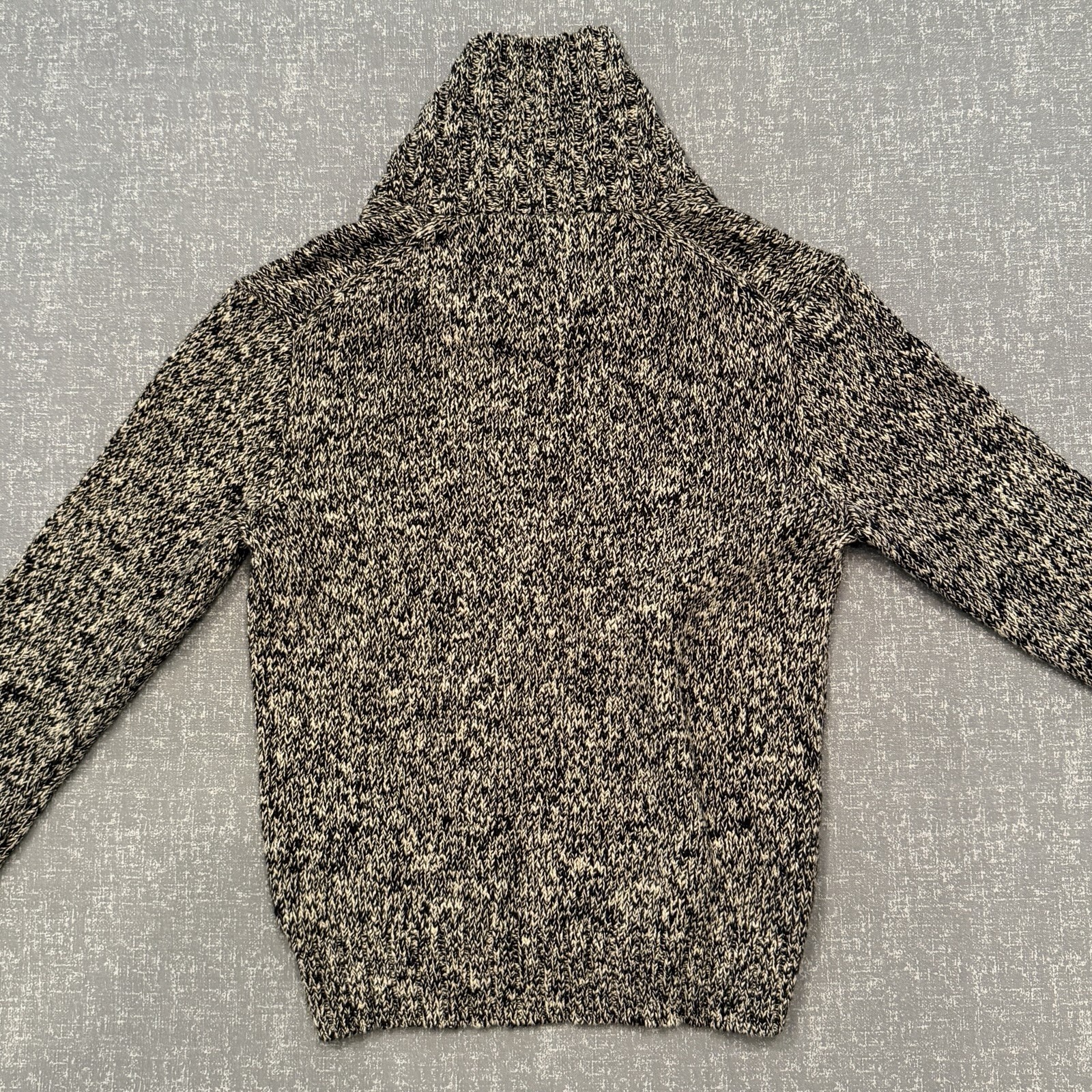 Polo Ralph Lauren Sweater Mens Large Black White Marled Turtleneck Heavy Knit