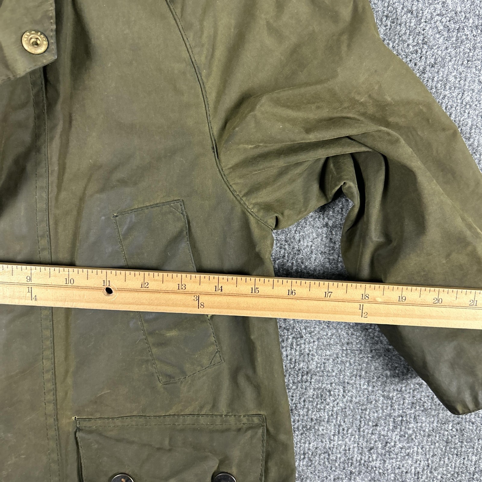 Barbour Bedale Jacket Kids Small Green Waxed Cotton Hunting Coat England