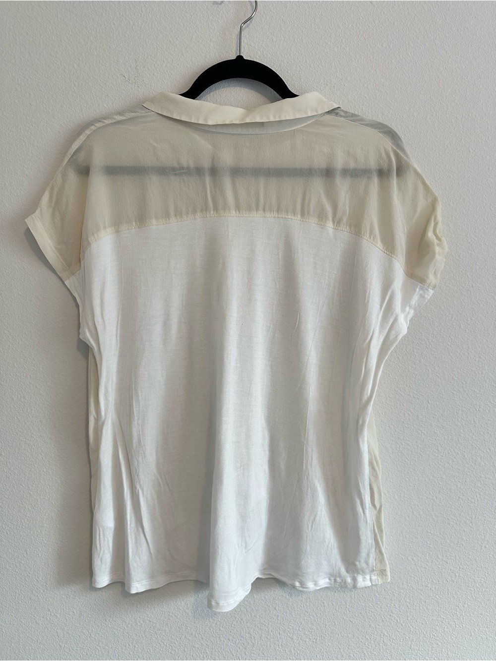 Trouvé Women’s Cream White 100% Silk Button Front Short Sleeve Blouse Top Size M