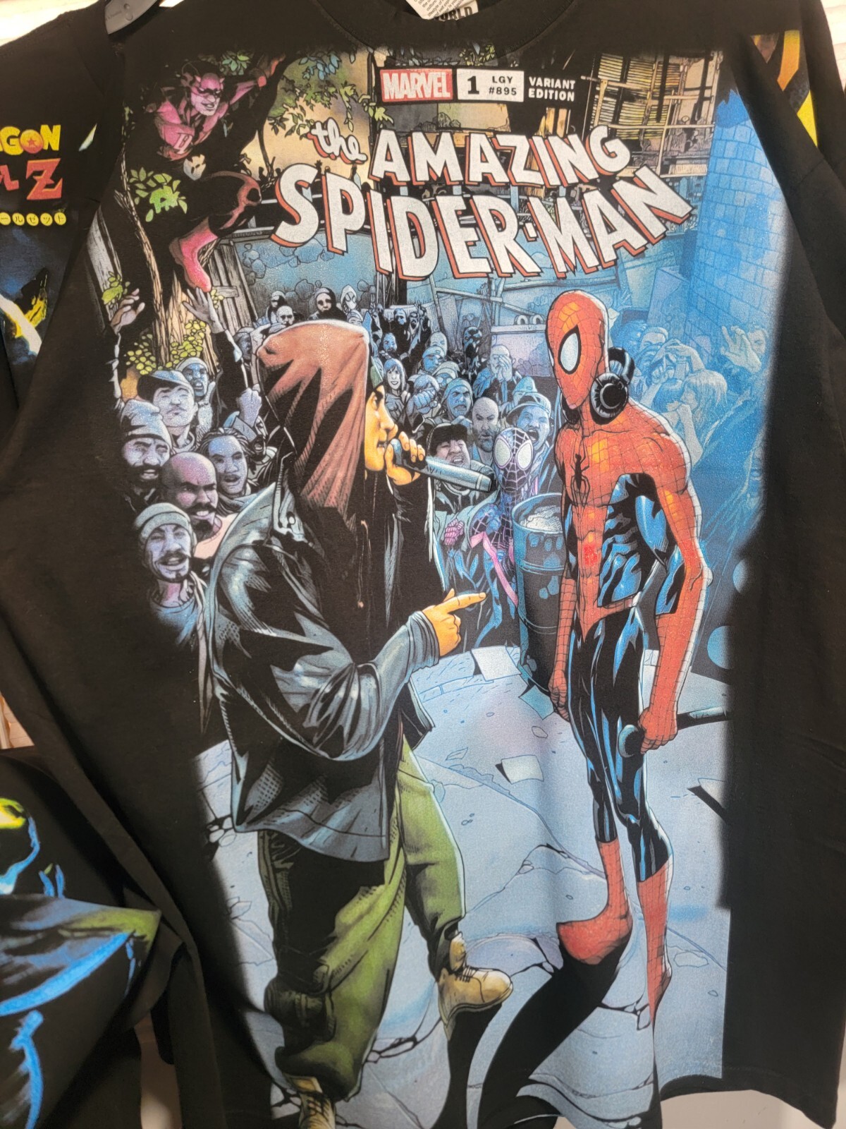 AMAZING SPIDERMAN VS EMINEM ON A SHAKA HEAVYWEIGHT GARMET DYED T SHIRT “MODERN”