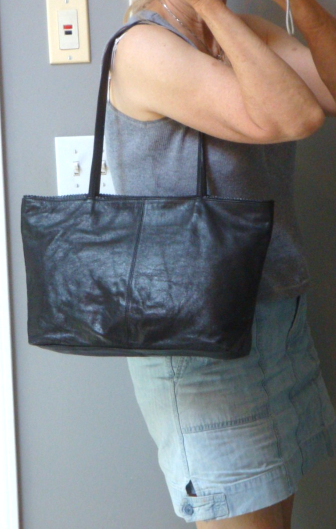 LATICO Black Leather Tote Gemma Boho Hobo Shoulderbag Lightweight Handbag Purse