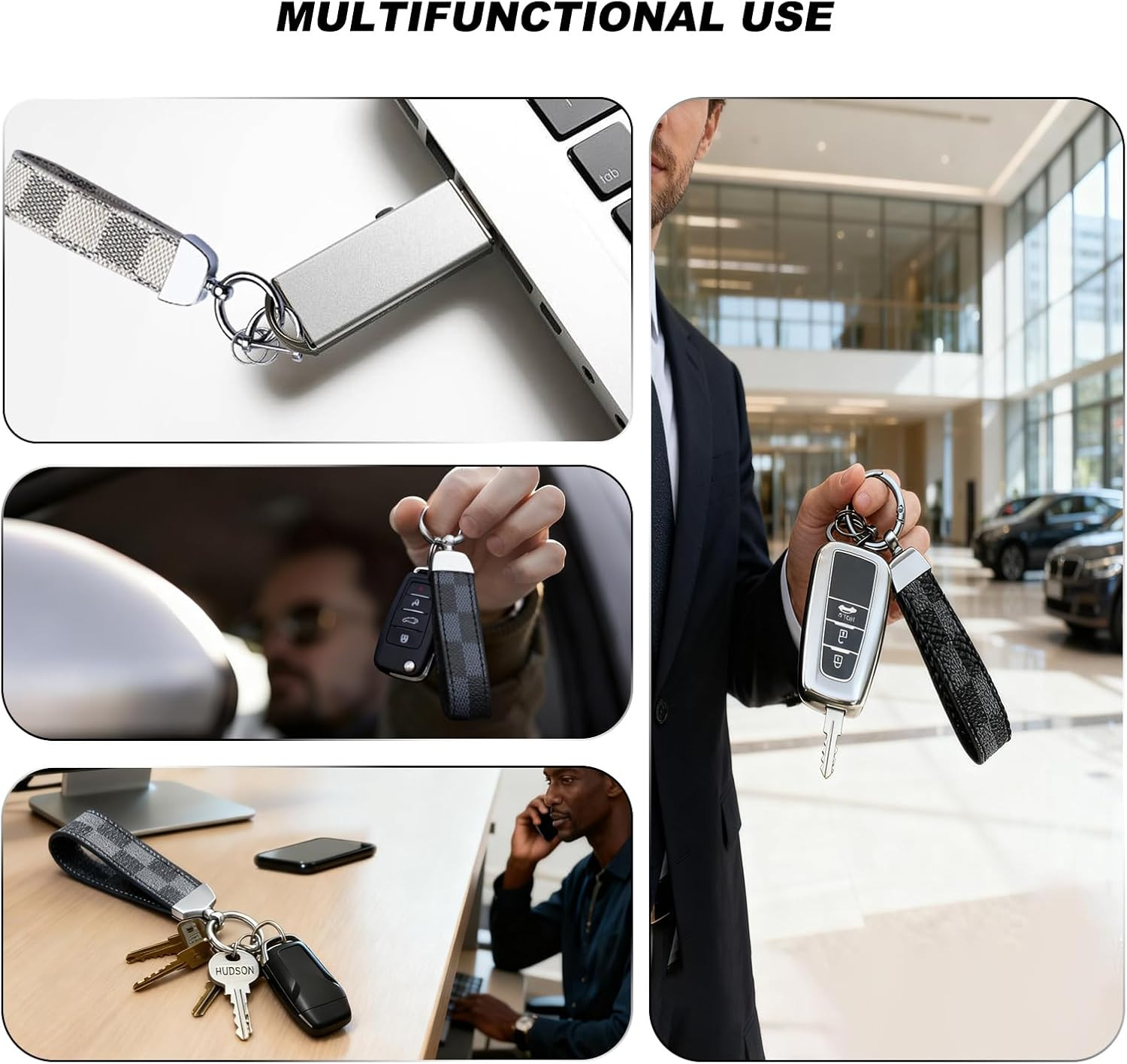 Business Leather Keychain Set – Key Holder | Stop Losing Keys. Complete Set. Ver
