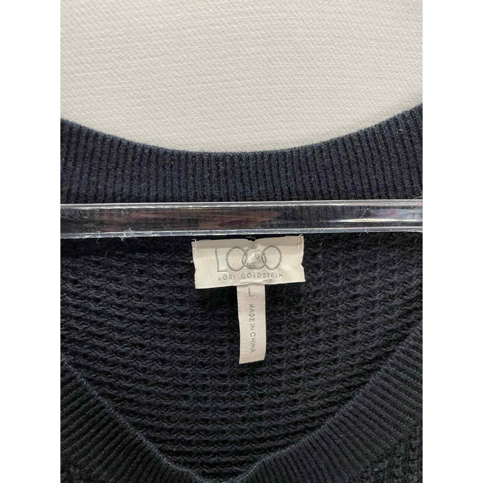 Logo by Lori Goldstein Black Knit Sweater Mixed Medium Size Large Comfy Warm