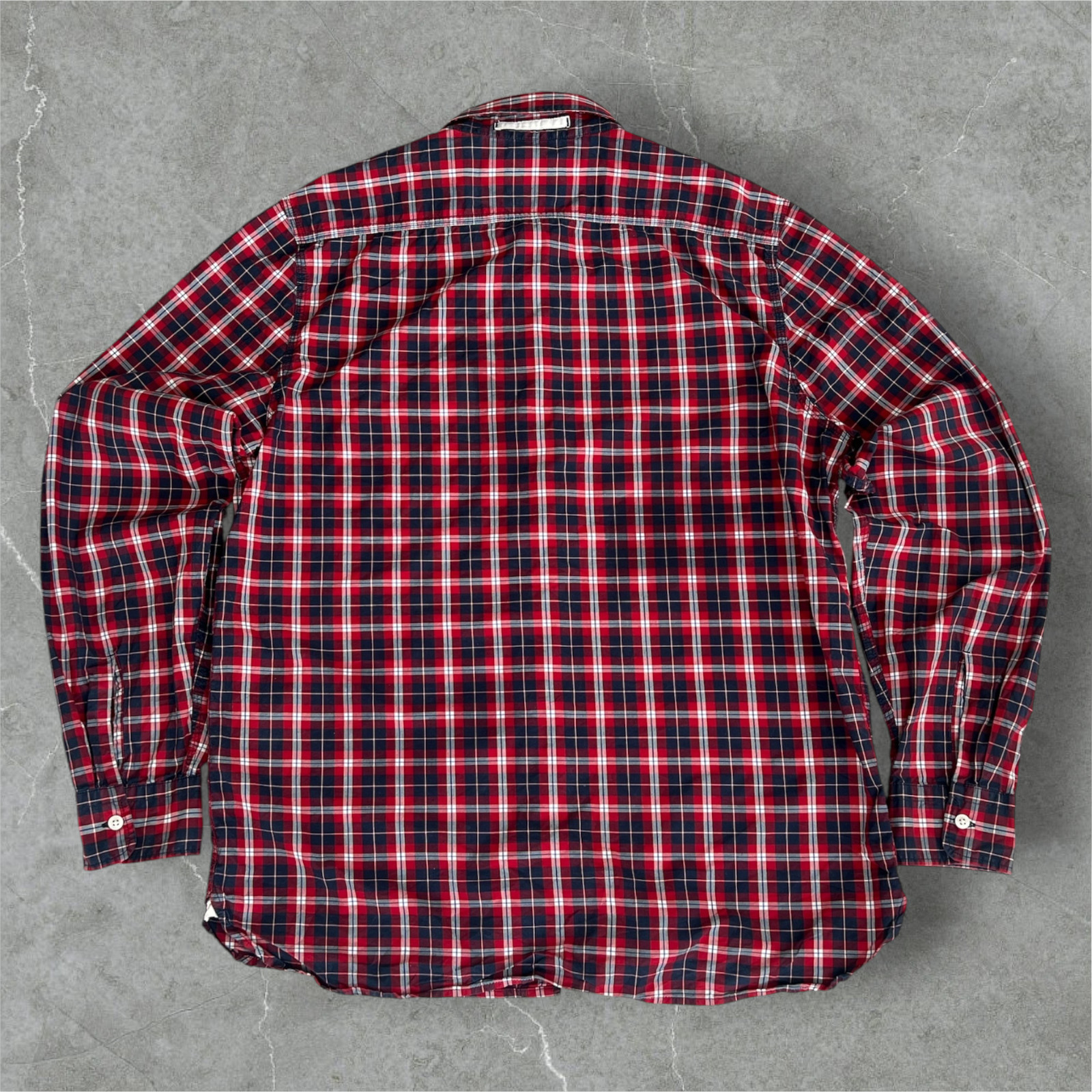 Levi’s Men’s L Red Blue Plaid Button Up Shirt Long Sleeve 100% Cotton