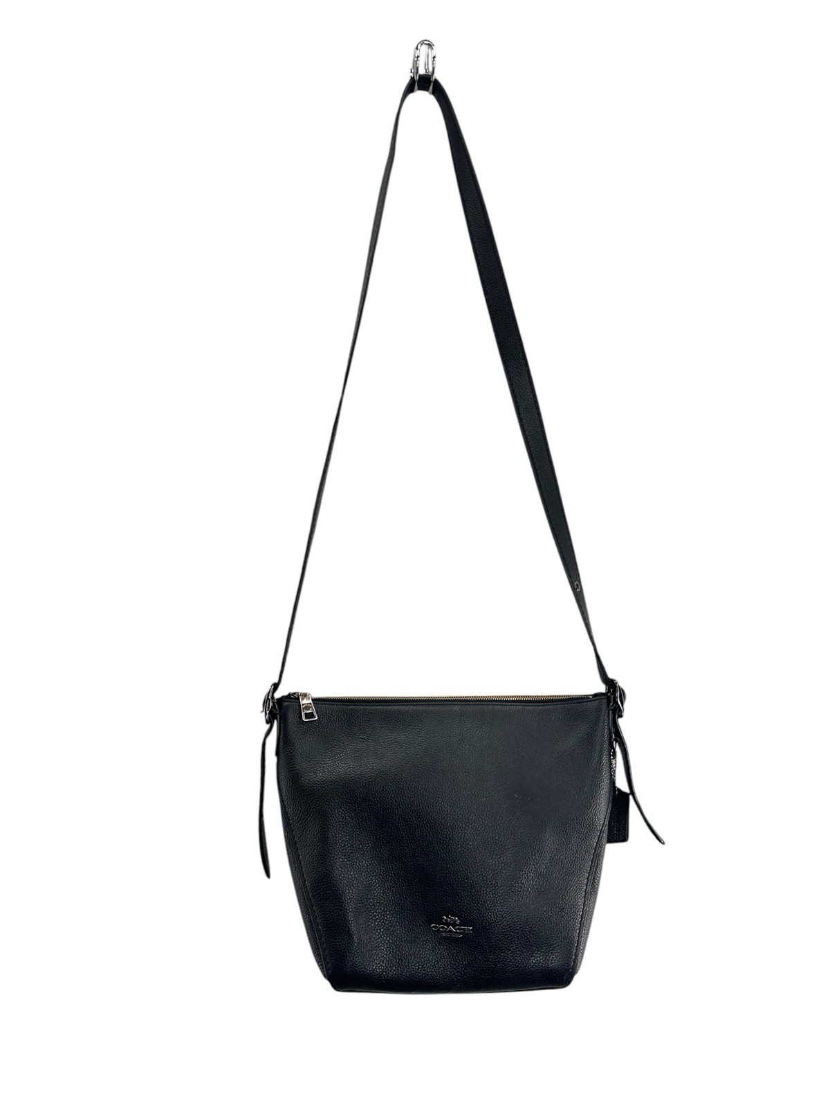 Coach Dufflette Leather Crossbody Bag Black Purse Strap Metallic 21377 Preowned