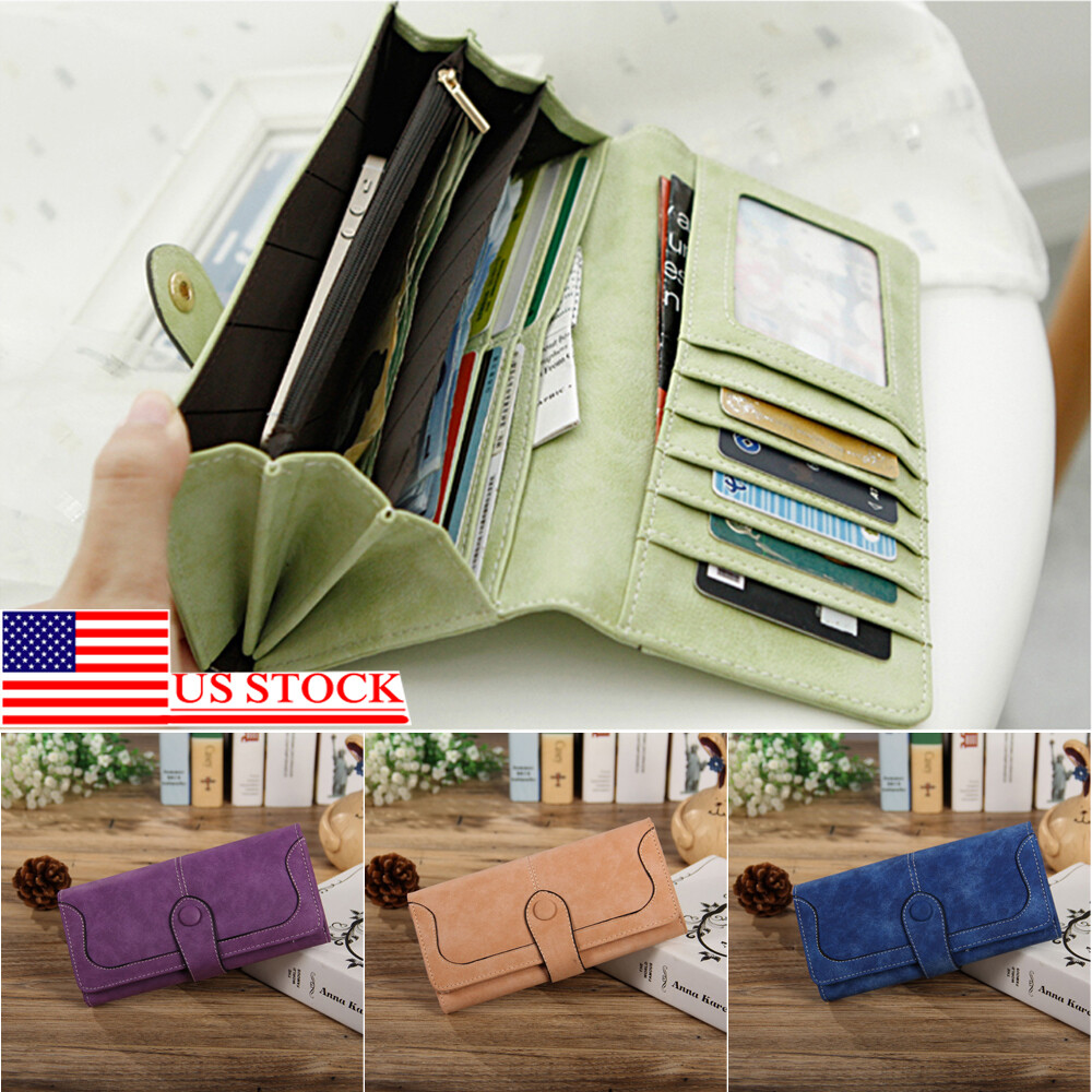 Women PU Leather Wallet Clutch Long Phone Card Holder Purse Handbag Best Gift US