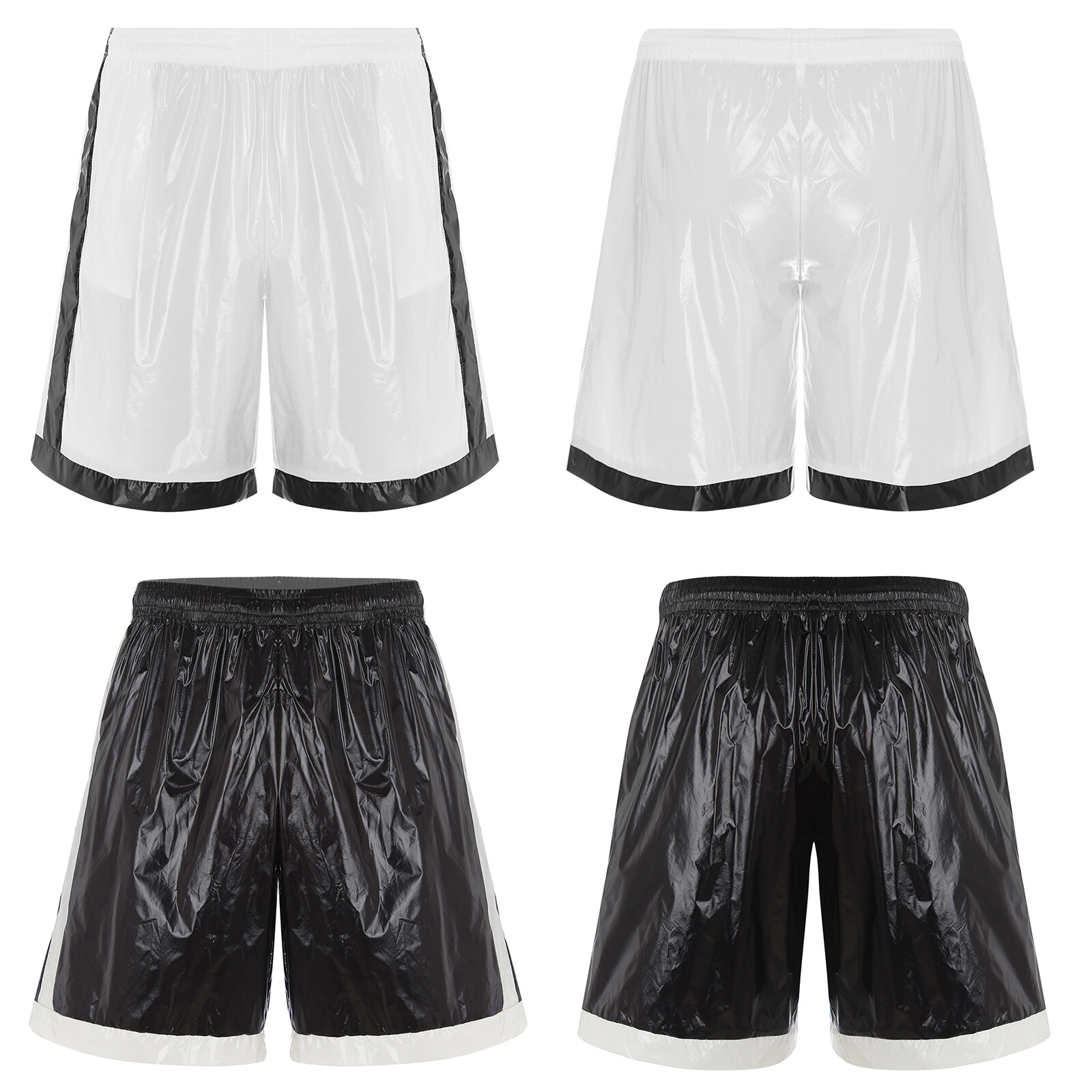 US Mens Wet Look Shiny Board Shorts Swim Trunks Beach Drawstring Boxer Shorts
