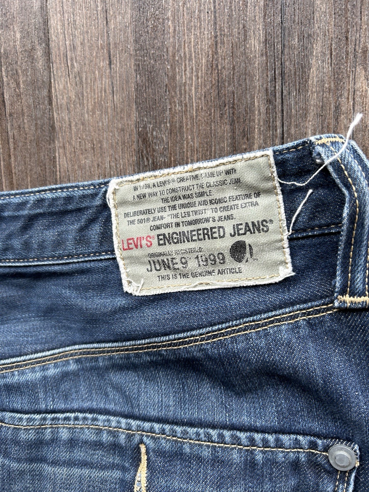 1999 Levi’s Engineered Jeans Straight Leg Twisted Seam Distressed Vintage 36×32