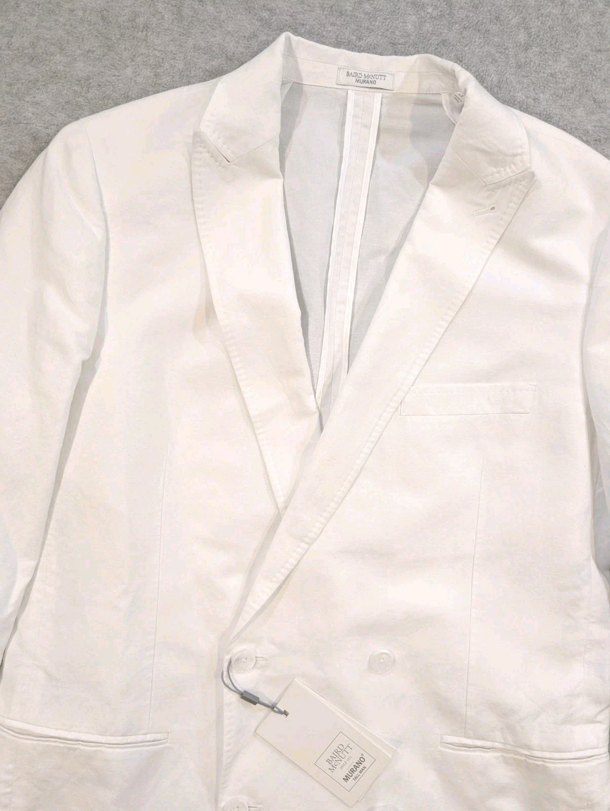 Baird McNutt Murano White Linen Blend Blazer Jacket Mens LT Doublebreasted