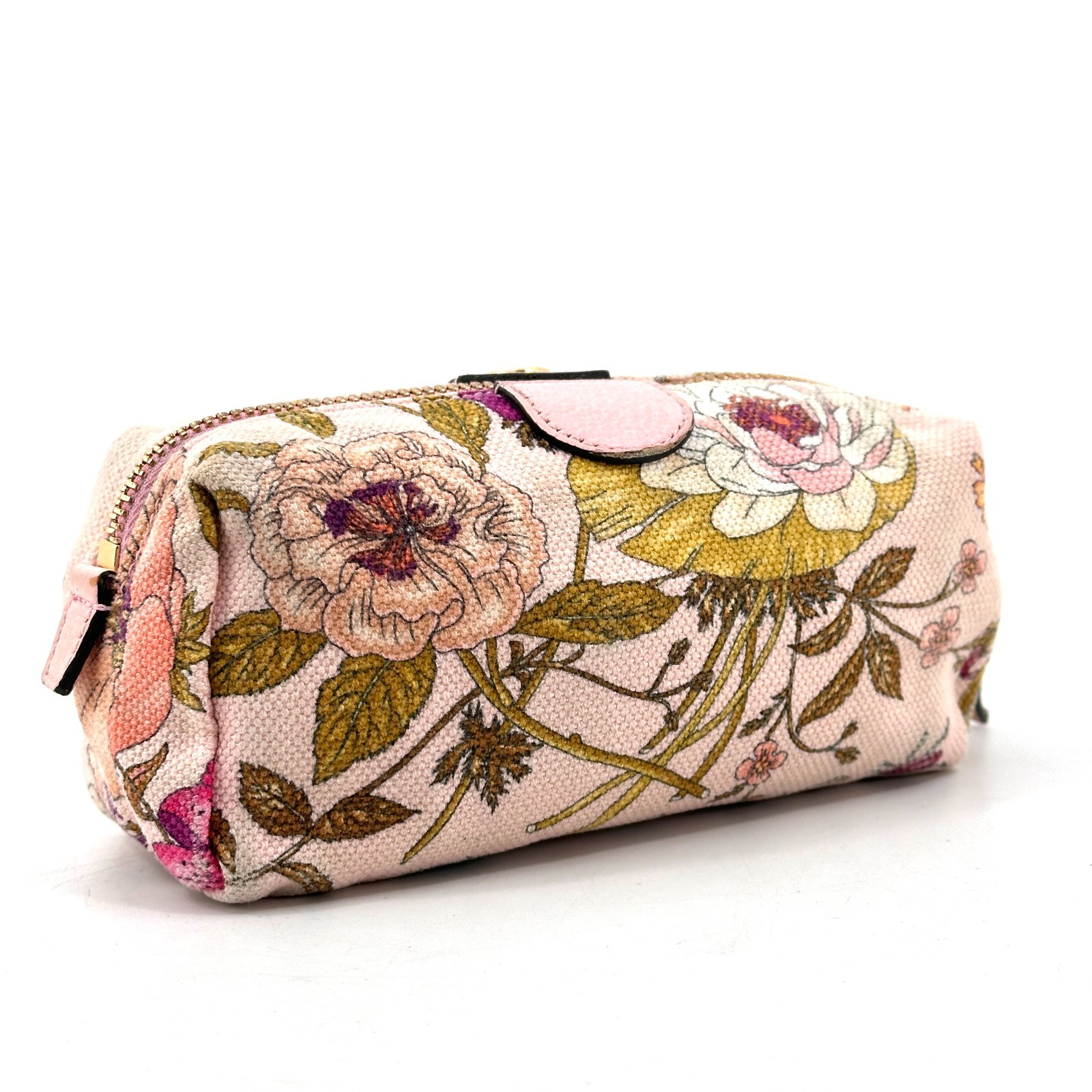 GUCCI Pouch Purse Ophidia GG Flora Pink Canvas Authentic T441