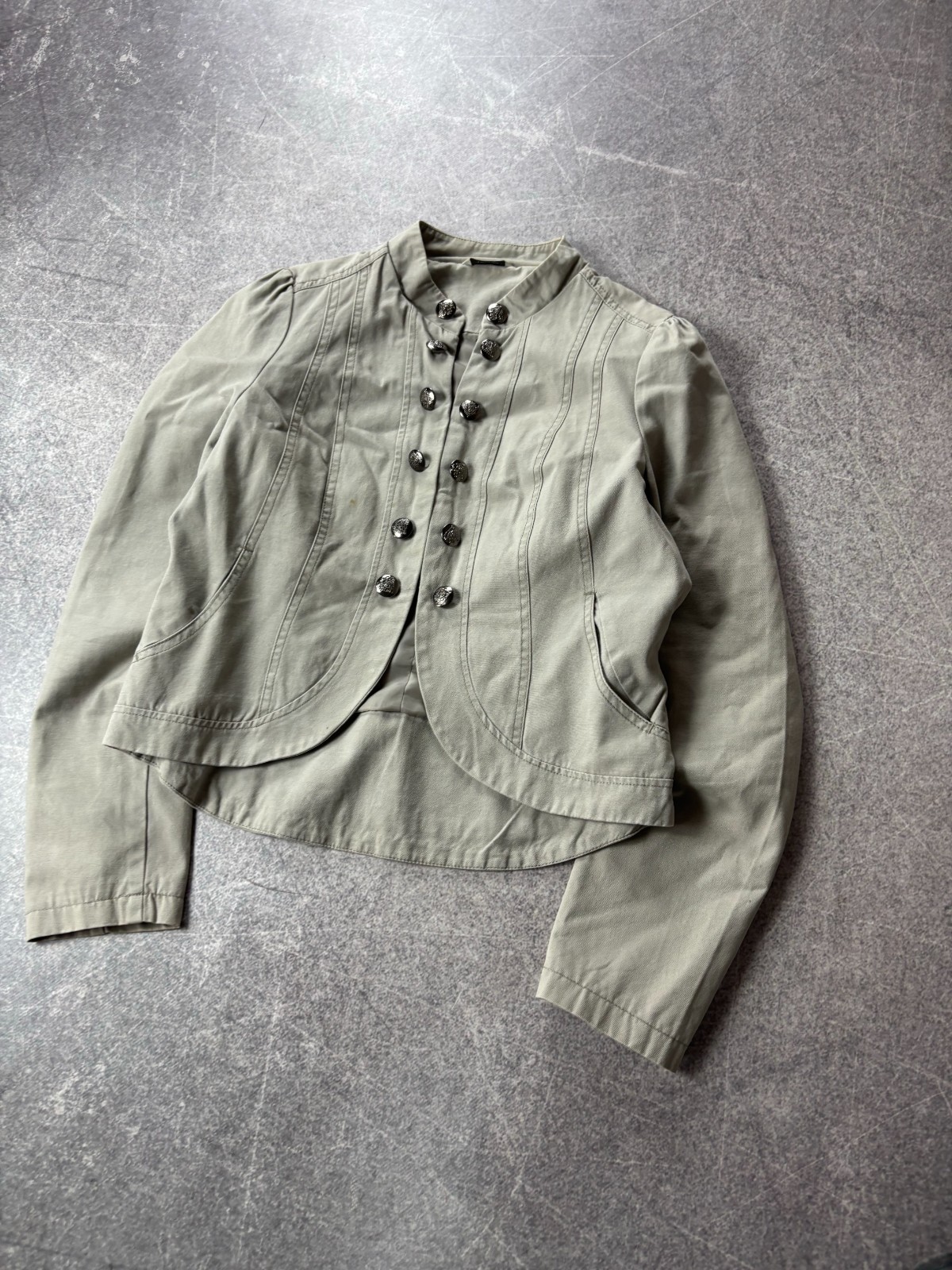 00s Gothic Napoleon Style Military Cotton Cropped Jacket Double Breasted Button