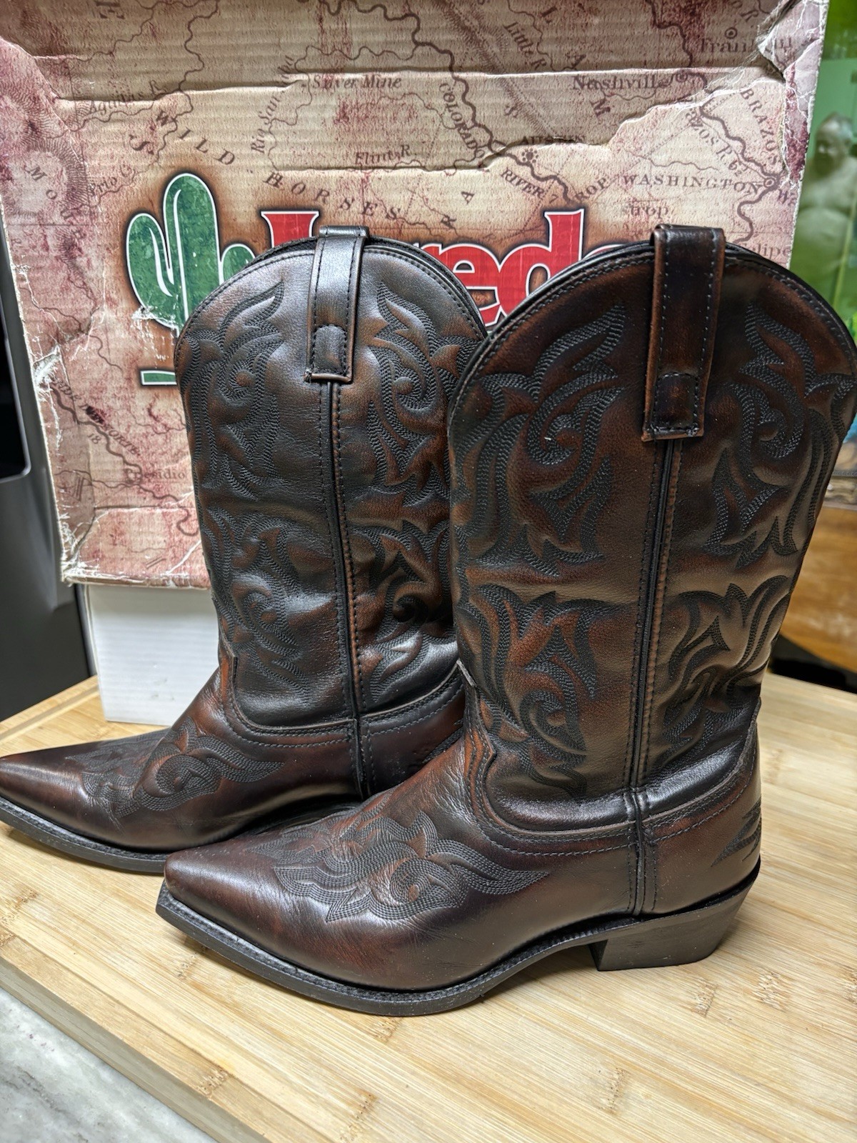 Laredo Men’s Western Boots 6862 Brown Leather Size 8.5 EW Cowboy Square Heel