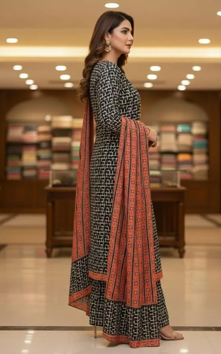 Multicolor Printed Lawn 3Pcs Stitched Suit for Decent Women Like You