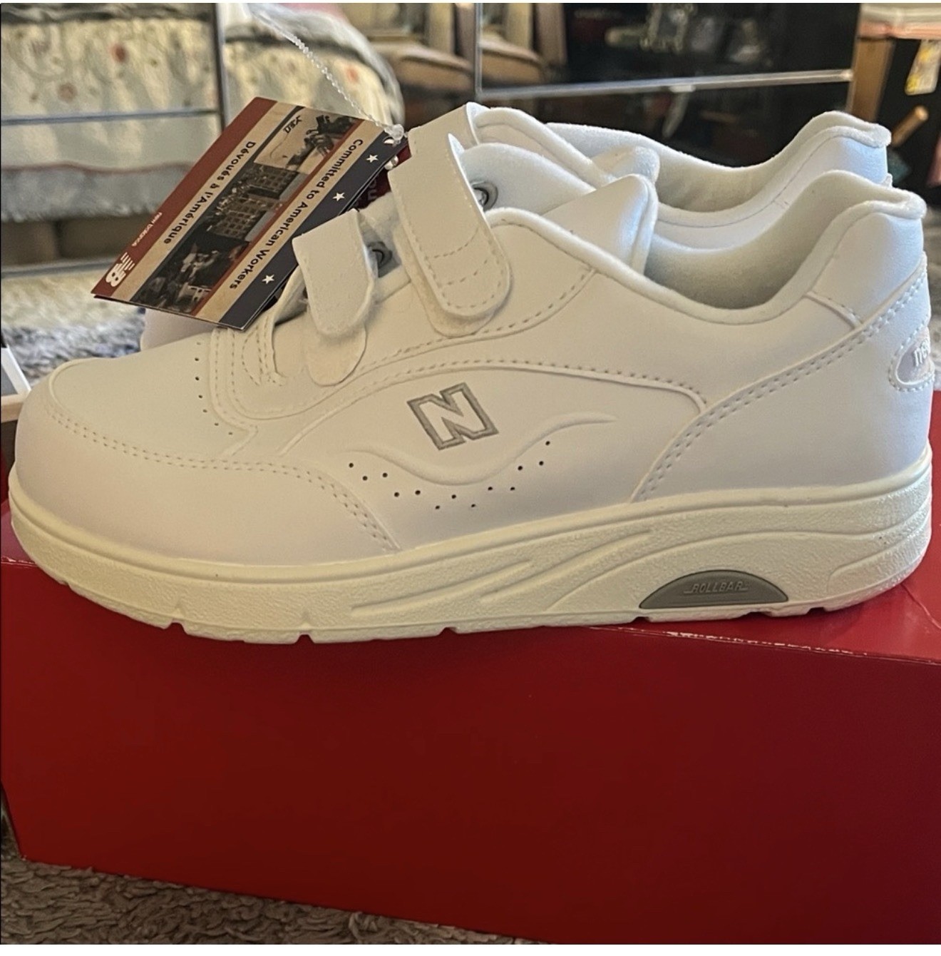 New Balance women White Solid Low Top Hook & Loop Athletic Sneakers, Rubber Sole