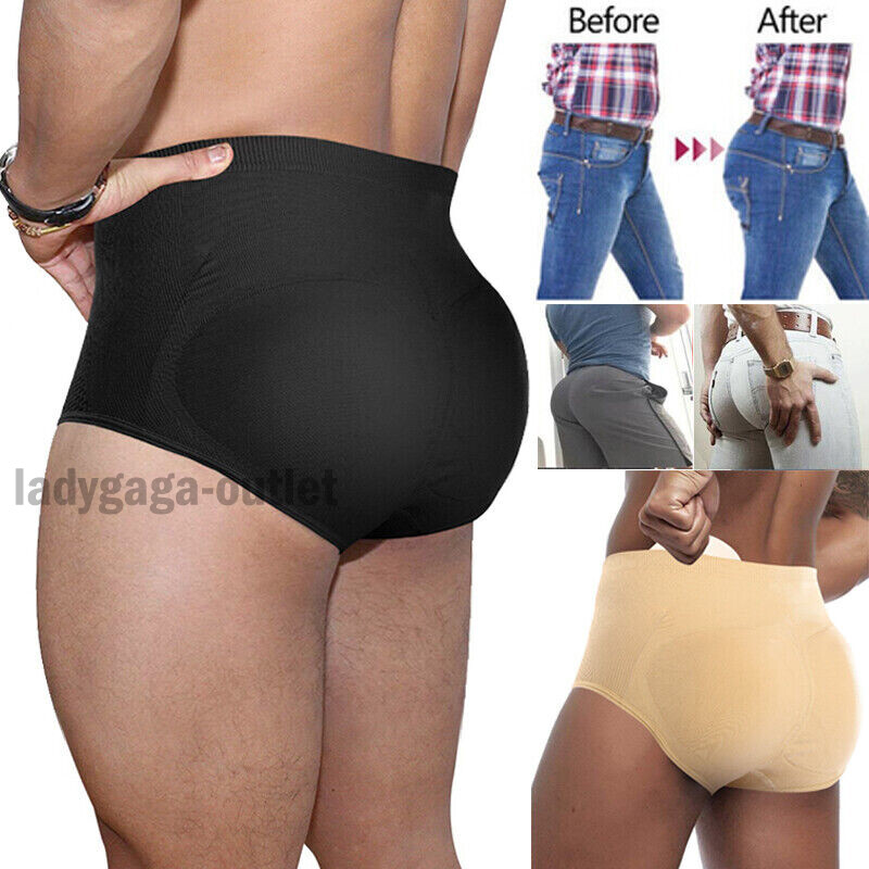 Men Padded Underwear Briefs Boxers Butt Lifter Hip Enhancer Shorts Shaper Pants