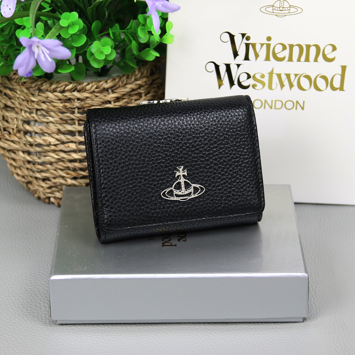 Vivienne Westwood Gamaguchi Trifold Wallet Black 11cm × 9cm × 3.5cm　