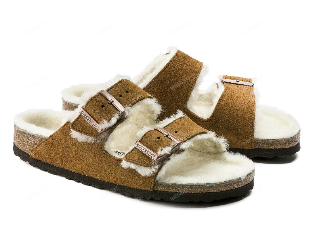 Birkenstock Arizona Shearling Suede Leather Mink Unisex Comfort Sandals SZ 37-40
