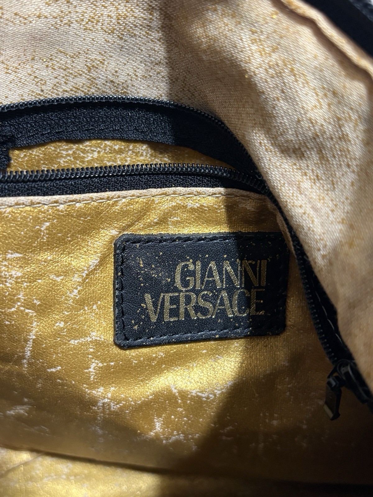 Vtg Gianni Versace Yellow Baroque Print PVC Bag