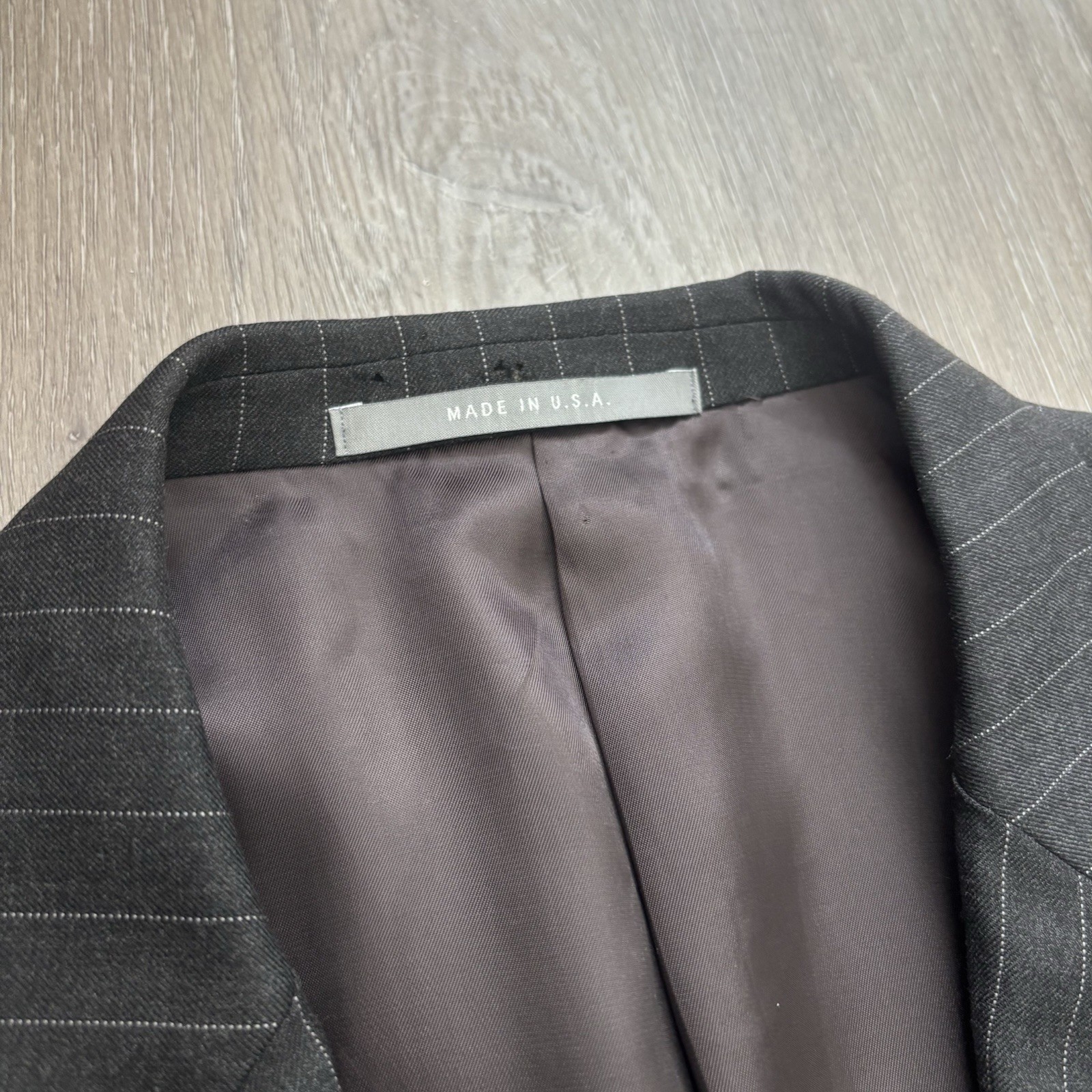 Hickey Freeman Loro Piana Tasmanian Super 120’s Gray Pin Stripe Suit 46R