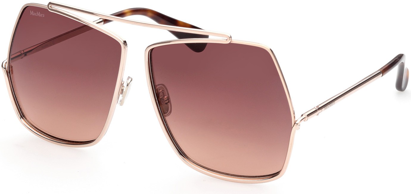 MaxMara MM0006 28F Shiny Rose Gold Gradient Brown Metal 64 mm Women’s Sunglasses