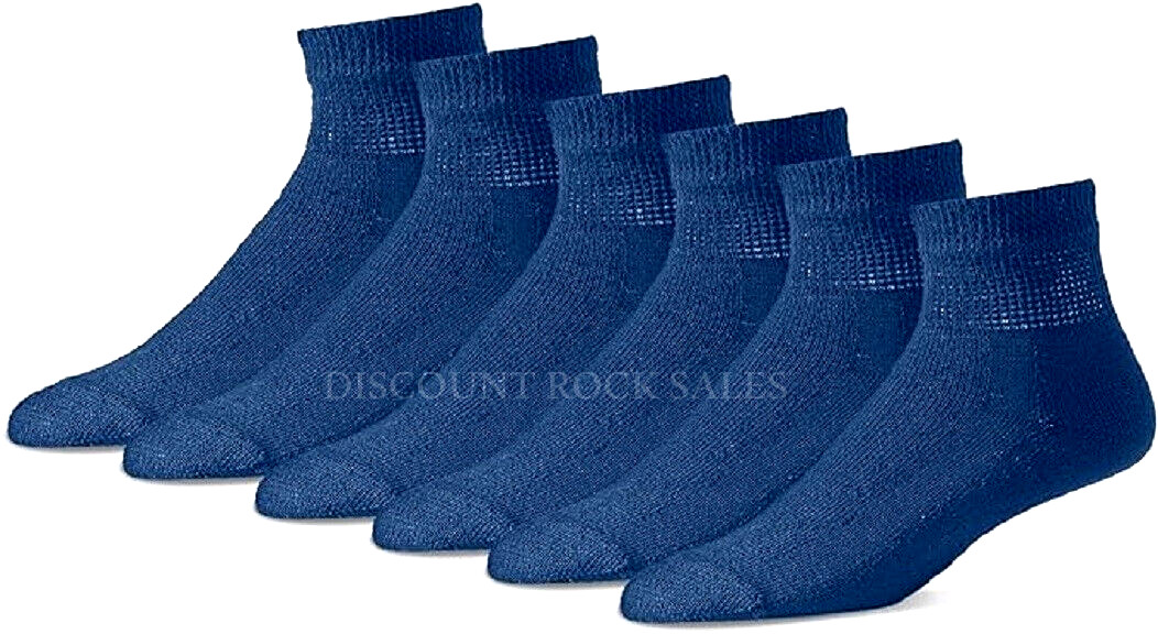 12 Pairs Mens Physicians Choice Cotton Diabetic Navy Ankle Socks USA Made