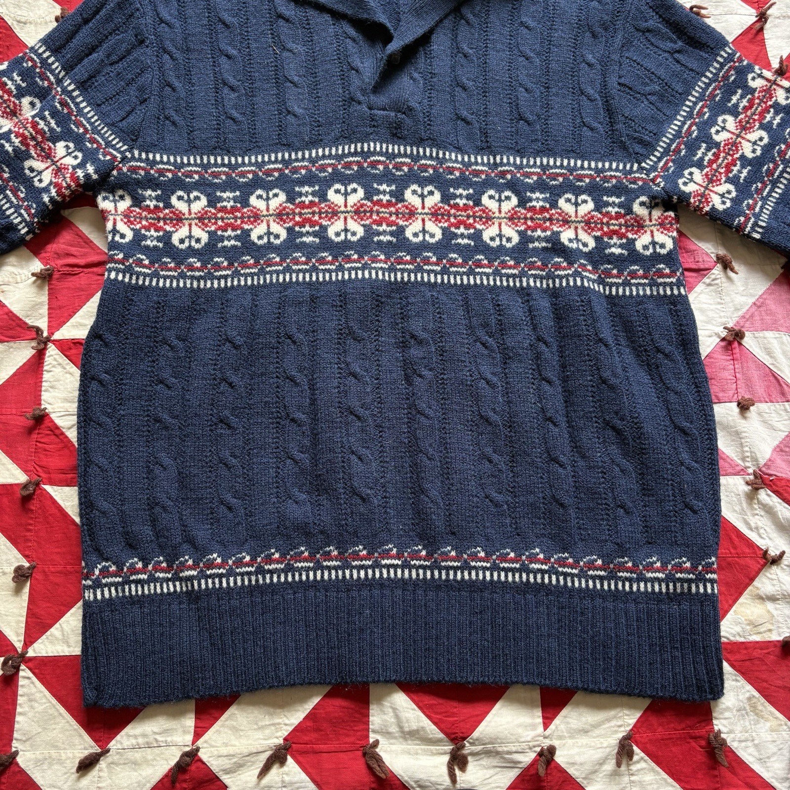 Vintage Jantzen Collared Sweater Blue Mens Wool Blend 1970s
