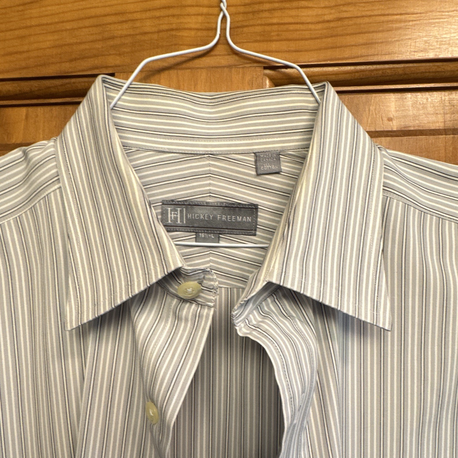 Hickey Freeman Classic Fit Cotton Stripe Dress Shirt 15.5 34/35